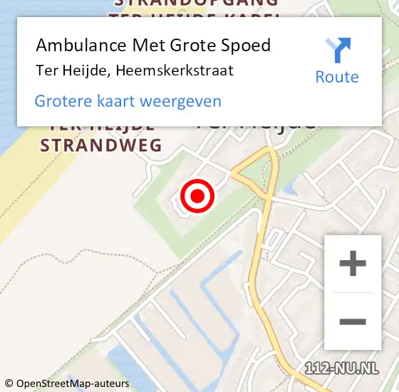 Locatie op kaart van de 112 melding: Ambulance Met Grote Spoed Naar Ter Heijde, Heemskerkstraat op 5 mei 2024 11:25