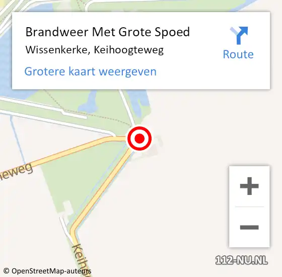 Locatie op kaart van de 112 melding: Brandweer Met Grote Spoed Naar Wissenkerke, Keihoogteweg op 5 mei 2024 11:27