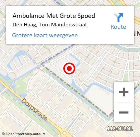 Locatie op kaart van de 112 melding: Ambulance Met Grote Spoed Naar Den Haag, Tom Mandersstraat op 5 mei 2024 11:41