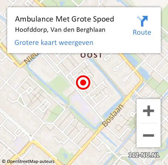 Locatie op kaart van de 112 melding: Ambulance Met Grote Spoed Naar Hoofddorp, Van den Berghlaan op 5 mei 2024 11:45