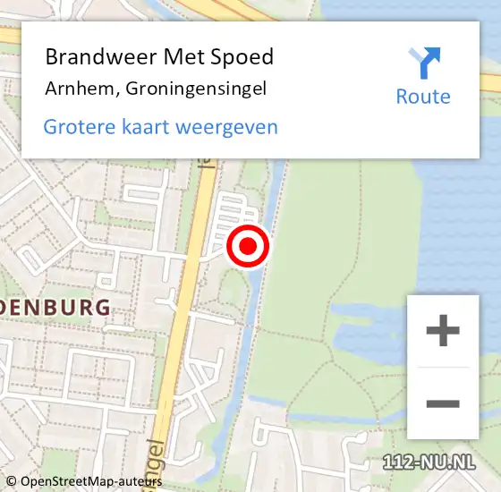 Locatie op kaart van de 112 melding: Brandweer Met Spoed Naar Arnhem, Groningensingel op 5 mei 2024 11:45