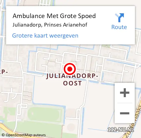 Locatie op kaart van de 112 melding: Ambulance Met Grote Spoed Naar Julianadorp, Prinses Arianehof op 5 mei 2024 11:50