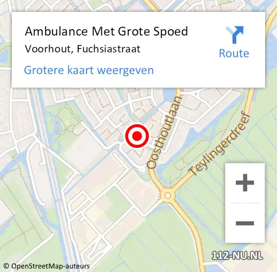 Locatie op kaart van de 112 melding: Ambulance Met Grote Spoed Naar Voorhout, Fuchsiastraat op 5 mei 2024 11:55