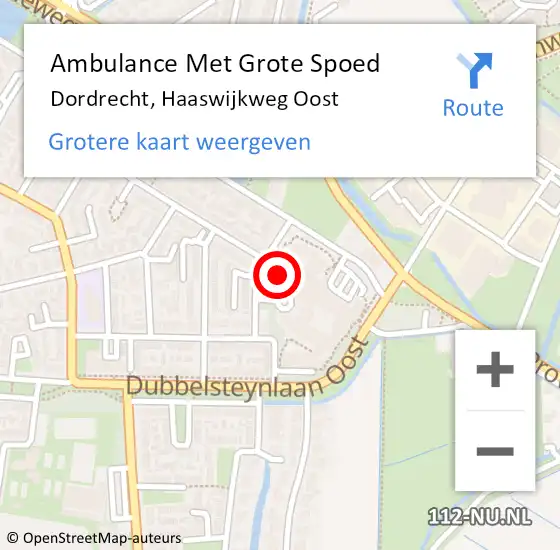 Locatie op kaart van de 112 melding: Ambulance Met Grote Spoed Naar Dordrecht, Haaswijkweg Oost op 5 mei 2024 12:09