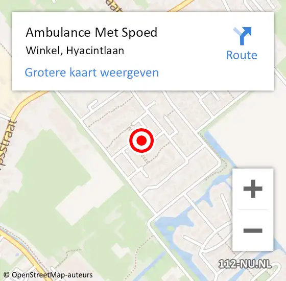 Locatie op kaart van de 112 melding: Ambulance Met Spoed Naar Winkel, Hyacintlaan op 5 mei 2024 12:12