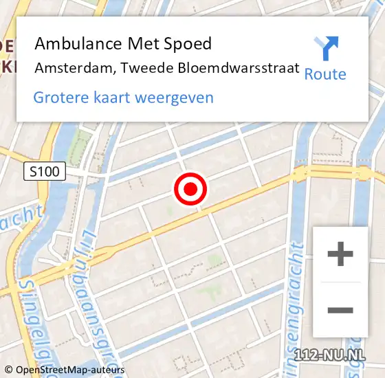 Locatie op kaart van de 112 melding: Ambulance Met Spoed Naar Amsterdam, Tweede Bloemdwarsstraat op 5 mei 2024 12:18