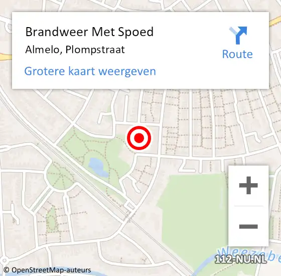 Locatie op kaart van de 112 melding: Brandweer Met Spoed Naar Almelo, Plompstraat op 5 mei 2024 12:19