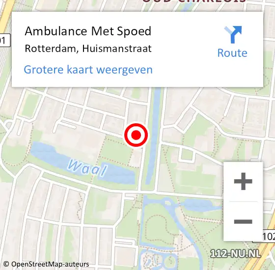 Locatie op kaart van de 112 melding: Ambulance Met Spoed Naar Rotterdam, Huismanstraat op 5 mei 2024 12:33