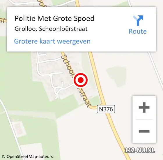 Locatie op kaart van de 112 melding: Politie Met Grote Spoed Naar Grolloo, Schoonloërstraat op 5 mei 2024 12:38