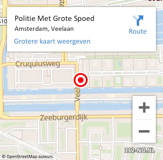 Locatie op kaart van de 112 melding: Politie Met Grote Spoed Naar Amsterdam, Veelaan op 5 mei 2024 13:09