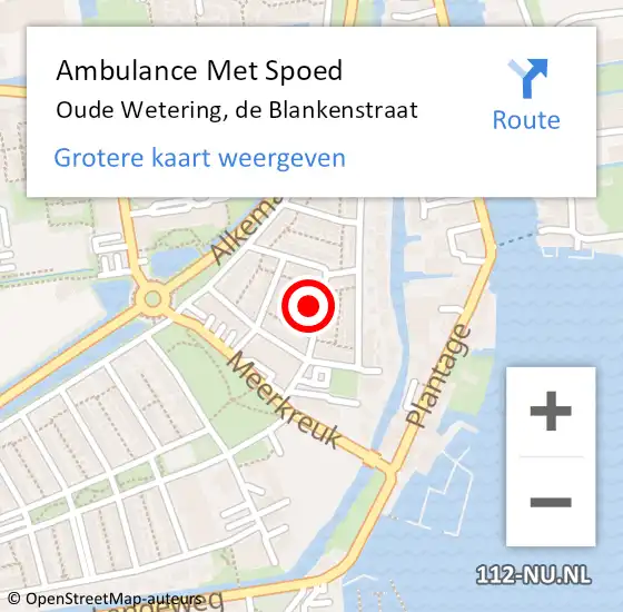 Locatie op kaart van de 112 melding: Ambulance Met Spoed Naar Oude Wetering, de Blankenstraat op 5 mei 2024 13:13
