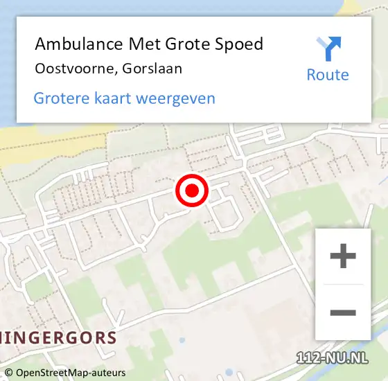 Locatie op kaart van de 112 melding: Ambulance Met Grote Spoed Naar Oostvoorne, Gorslaan op 5 mei 2024 13:14