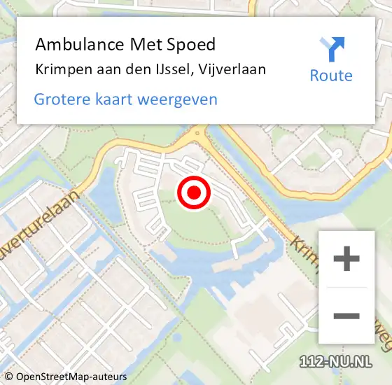 Locatie op kaart van de 112 melding: Ambulance Met Spoed Naar Krimpen aan den IJssel, Vijverlaan op 5 mei 2024 13:15