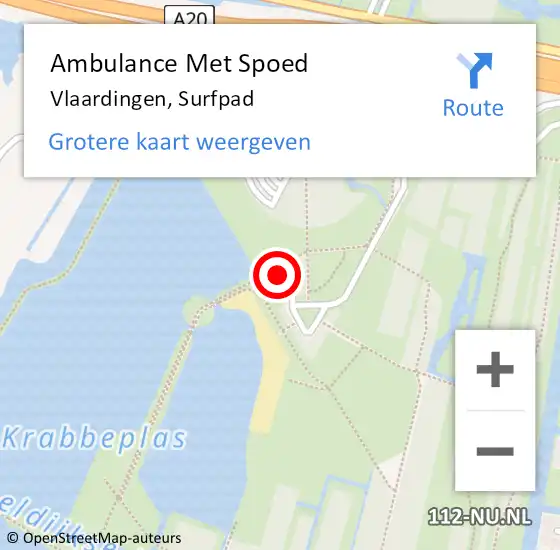 Locatie op kaart van de 112 melding: Ambulance Met Spoed Naar Vlaardingen, Surfpad op 5 mei 2024 13:26