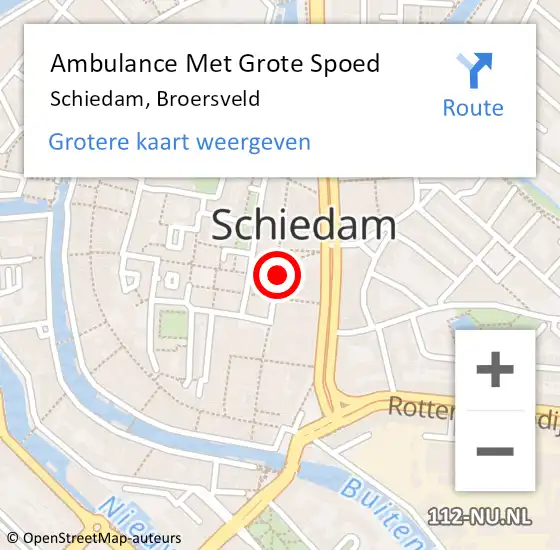 Locatie op kaart van de 112 melding: Ambulance Met Grote Spoed Naar Schiedam, Broersveld op 5 mei 2024 13:27