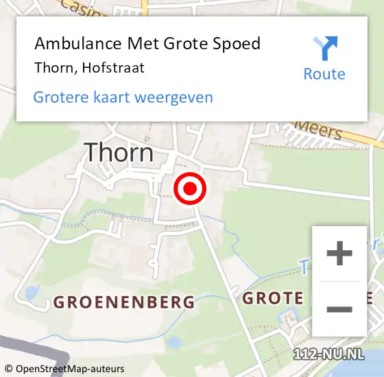 Locatie op kaart van de 112 melding: Ambulance Met Grote Spoed Naar Thorn, Hofstraat op 5 mei 2024 13:32