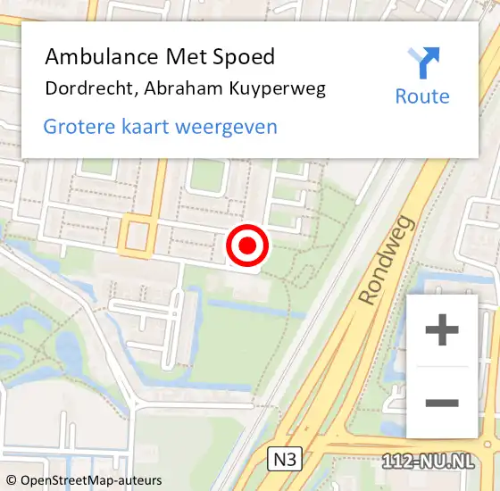 Locatie op kaart van de 112 melding: Ambulance Met Spoed Naar Dordrecht, Abraham Kuyperweg op 5 mei 2024 13:59
