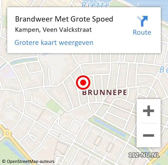 Locatie op kaart van de 112 melding: Brandweer Met Grote Spoed Naar Kampen, Veen Valckstraat op 5 mei 2024 14:01