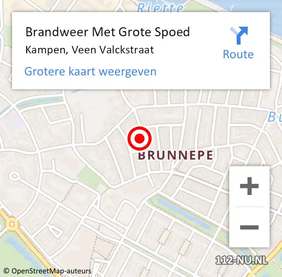 Locatie op kaart van de 112 melding: Brandweer Met Grote Spoed Naar Kampen, Veen Valckstraat op 5 mei 2024 14:03