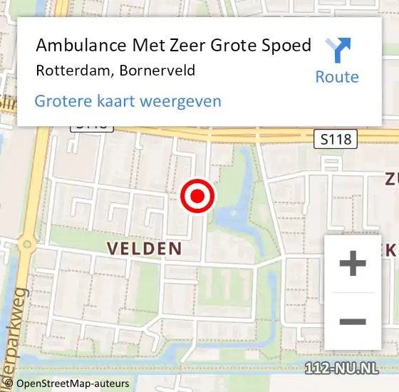 Locatie op kaart van de 112 melding: Ambulance Met Zeer Grote Spoed Naar Rotterdam, Bornerveld op 5 mei 2024 14:06