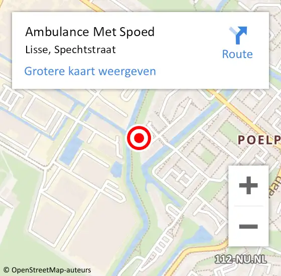 Locatie op kaart van de 112 melding: Ambulance Met Spoed Naar Lisse, Spechtstraat op 5 mei 2024 14:20