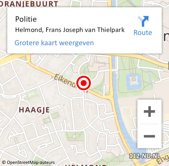 Locatie op kaart van de 112 melding: Politie Helmond, Frans Joseph van Thielpark op 5 mei 2024 14:21