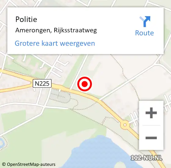 Locatie op kaart van de 112 melding: Politie Amerongen, Rijksstraatweg op 5 mei 2024 14:25