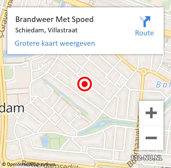 Locatie op kaart van de 112 melding: Brandweer Met Spoed Naar Schiedam, Villastraat op 5 mei 2024 14:47