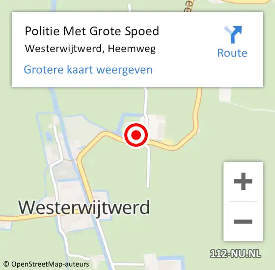 Locatie op kaart van de 112 melding: Politie Met Grote Spoed Naar Westerwijtwerd, Heemweg op 5 mei 2024 14:50