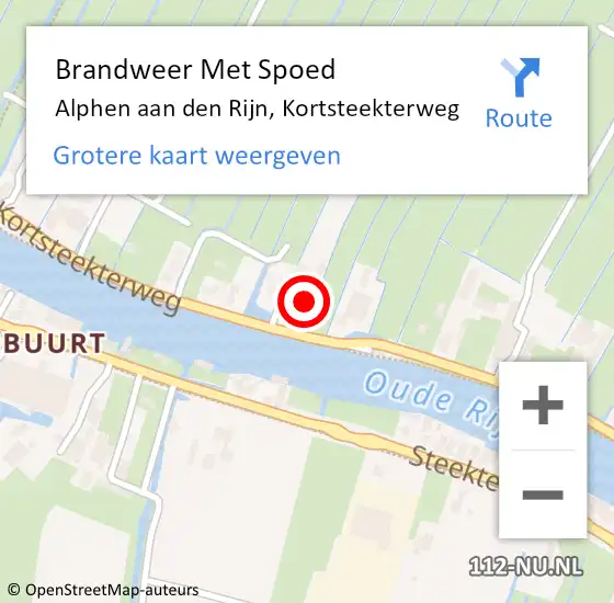 Locatie op kaart van de 112 melding: Brandweer Met Spoed Naar Alphen aan den Rijn, Kortsteekterweg op 5 mei 2024 14:53