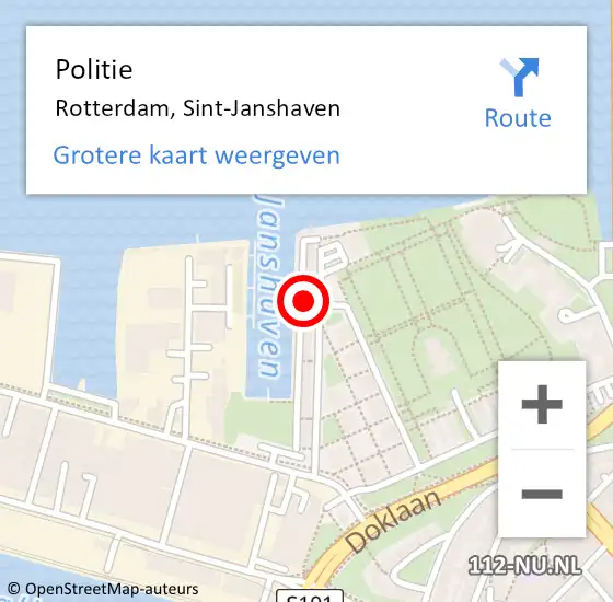 Locatie op kaart van de 112 melding: Politie Rotterdam, Sint-Janshaven op 5 mei 2024 14:56