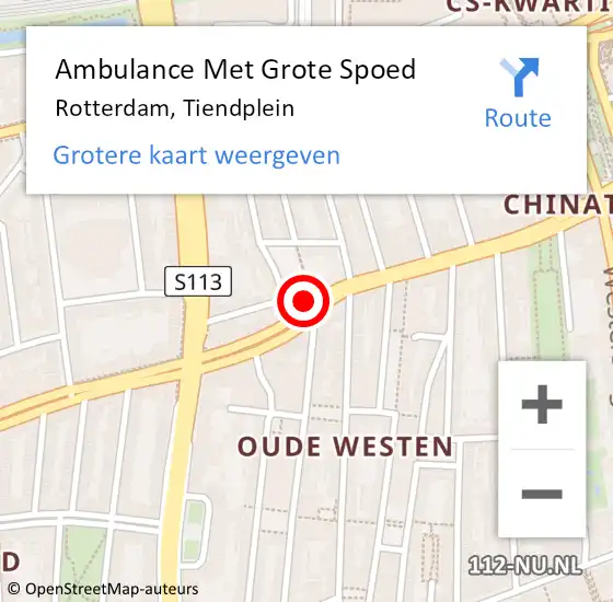 Locatie op kaart van de 112 melding: Ambulance Met Grote Spoed Naar Rotterdam, Tiendplein op 5 mei 2024 15:05