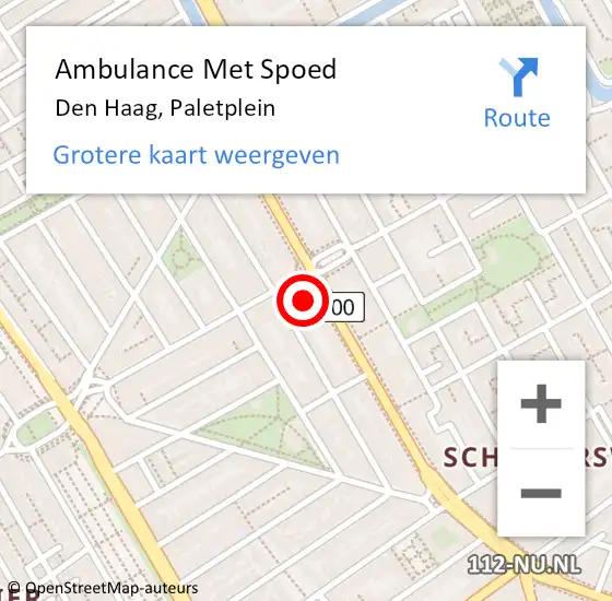 Locatie op kaart van de 112 melding: Ambulance Met Spoed Naar Den Haag, Paletplein op 5 mei 2024 15:41