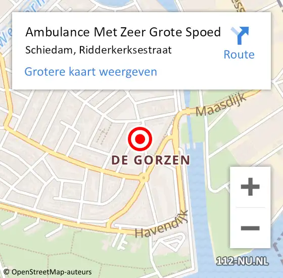 Locatie op kaart van de 112 melding: Ambulance Met Zeer Grote Spoed Naar Schiedam, Ridderkerksestraat op 5 mei 2024 15:56