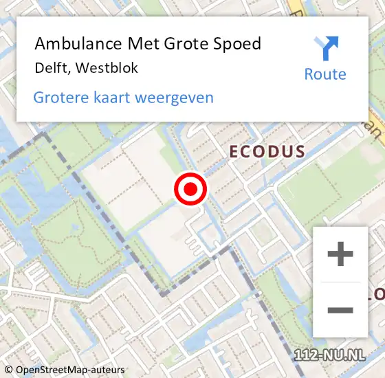 Locatie op kaart van de 112 melding: Ambulance Met Grote Spoed Naar Delft, Westblok op 5 mei 2024 16:07