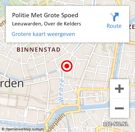 Locatie op kaart van de 112 melding: Politie Met Grote Spoed Naar Leeuwarden, Over de Kelders op 5 mei 2024 16:12