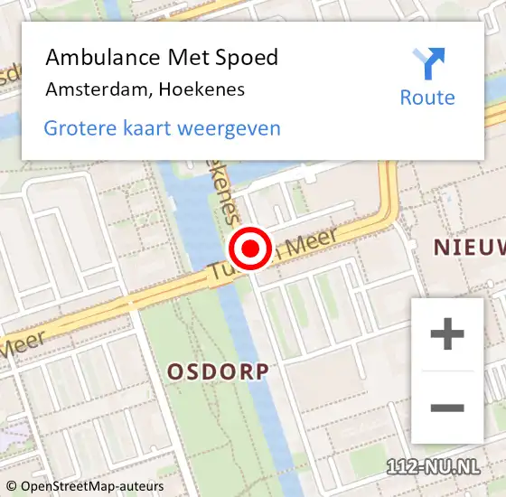 Locatie op kaart van de 112 melding: Ambulance Met Spoed Naar Amsterdam, Hoekenes op 5 mei 2024 16:25