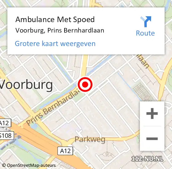 Locatie op kaart van de 112 melding: Ambulance Met Spoed Naar Voorburg, Prins Bernhardlaan op 5 mei 2024 16:32