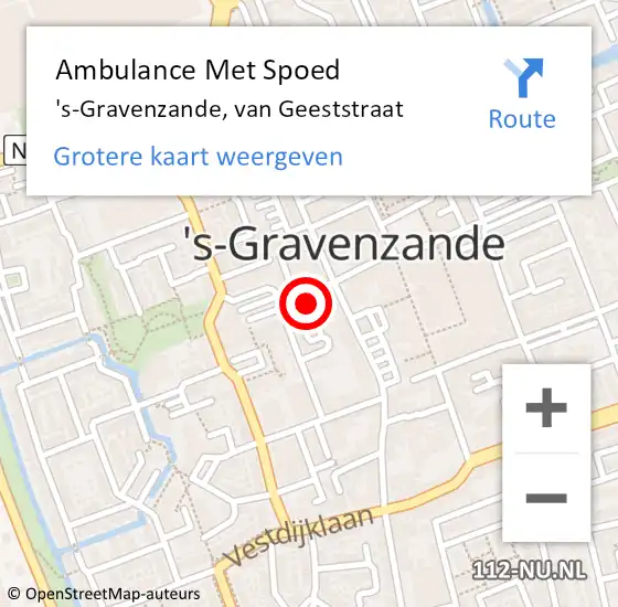Locatie op kaart van de 112 melding: Ambulance Met Spoed Naar 's-Gravenzande, van Geeststraat op 5 mei 2024 16:43