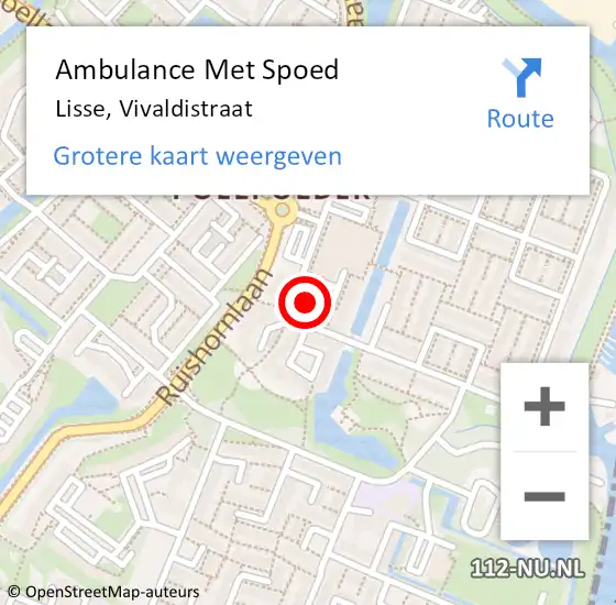 Locatie op kaart van de 112 melding: Ambulance Met Spoed Naar Lisse, Vivaldistraat op 5 mei 2024 16:47
