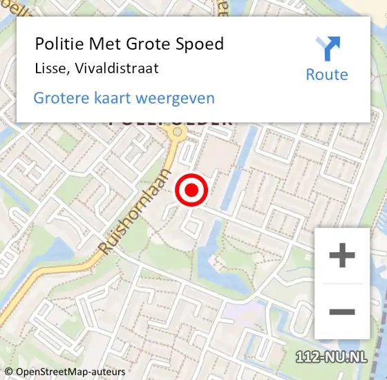Locatie op kaart van de 112 melding: Politie Met Grote Spoed Naar Lisse, Vivaldistraat op 5 mei 2024 16:47
