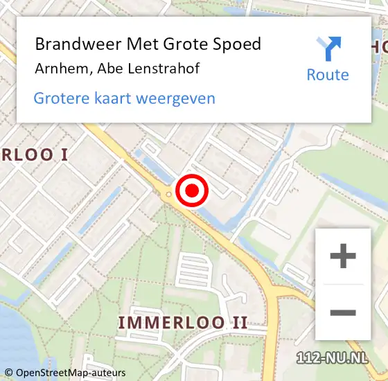 Locatie op kaart van de 112 melding: Brandweer Met Grote Spoed Naar Arnhem, Abe Lenstrahof op 5 mei 2024 16:49