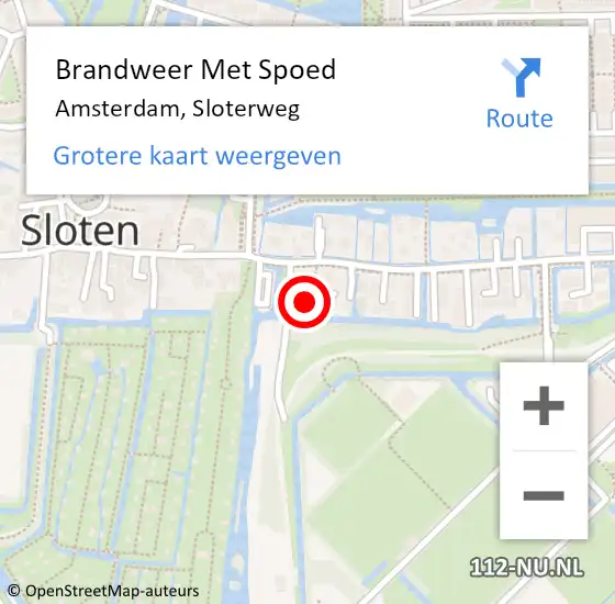 Locatie op kaart van de 112 melding: Brandweer Met Spoed Naar Amsterdam, Sloterweg op 5 mei 2024 17:20