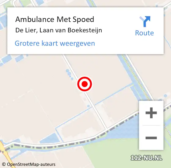 Locatie op kaart van de 112 melding: Ambulance Met Spoed Naar De Lier, Laan van Boekesteijn op 5 mei 2024 17:25