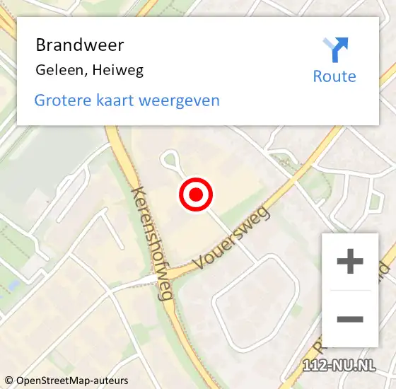Locatie op kaart van de 112 melding: Brandweer Geleen, Heiweg op 16 oktober 2013 15:39