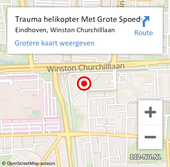 Locatie op kaart van de 112 melding: Trauma helikopter Met Grote Spoed Naar Eindhoven, Winston Churchilllaan op 5 mei 2024 17:36
