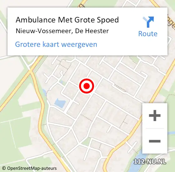 Locatie op kaart van de 112 melding: Ambulance Met Grote Spoed Naar Nieuw-Vossemeer, De Heester op 4 oktober 2014 19:46