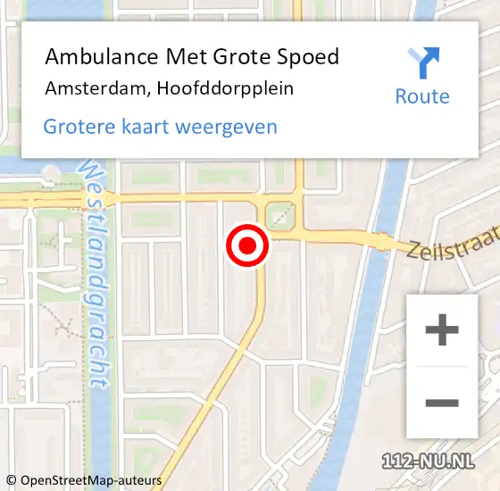 Locatie op kaart van de 112 melding: Ambulance Met Grote Spoed Naar Amsterdam, Hoofddorpplein op 5 mei 2024 17:53