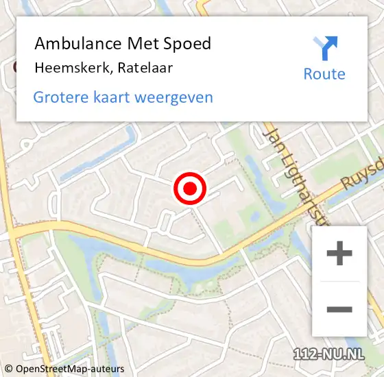 Locatie op kaart van de 112 melding: Ambulance Met Spoed Naar Heemskerk, Ratelaar op 5 mei 2024 17:54