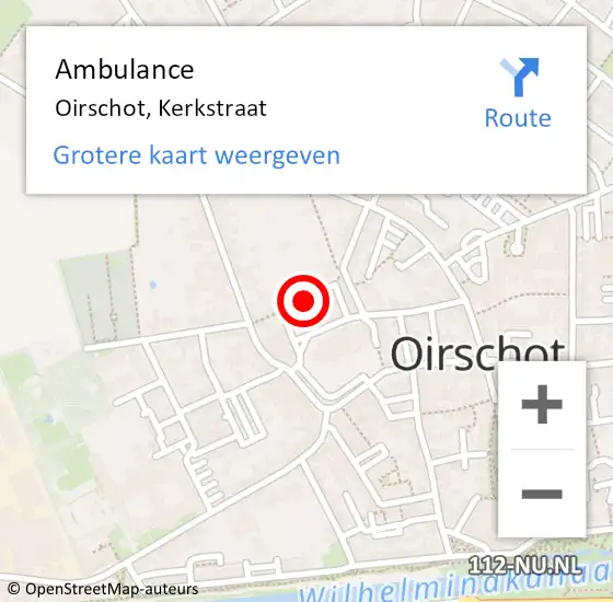 Locatie op kaart van de 112 melding: Ambulance Oirschot, Kerkstraat op 4 oktober 2014 19:49